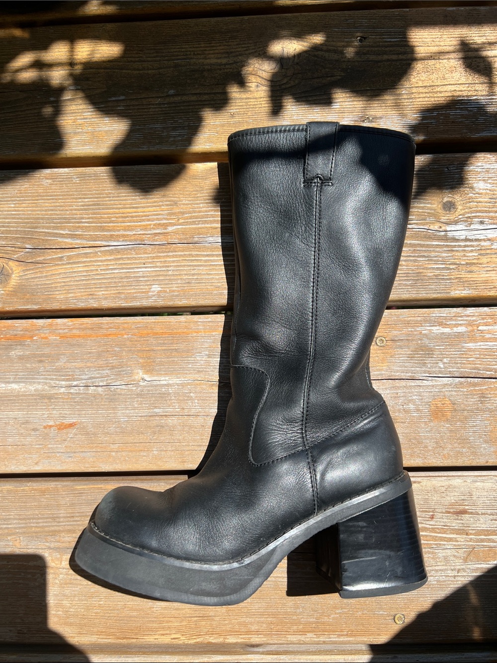 Candie's Black Mid-Calf Platform Heeled Boots - Picture 4 of 15